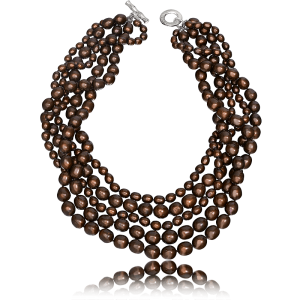 LR-695 5 Strand “Semi-Sweet Chocolate” Pearl Necklace