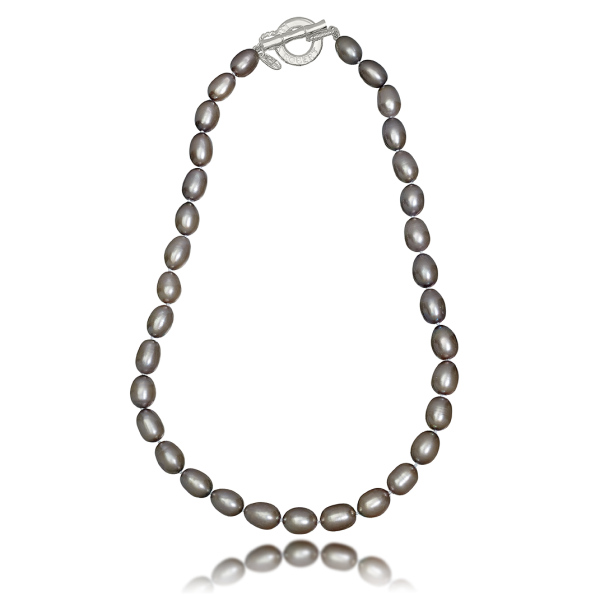 LR 370 “Silver” Oval Pearl Necklace