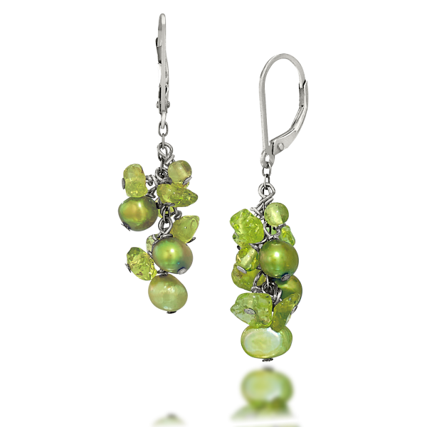 Peridot & Pearl French Clip Clusters