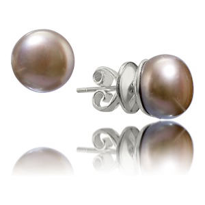 LR 374 - Silver Pearl Stud Earrings