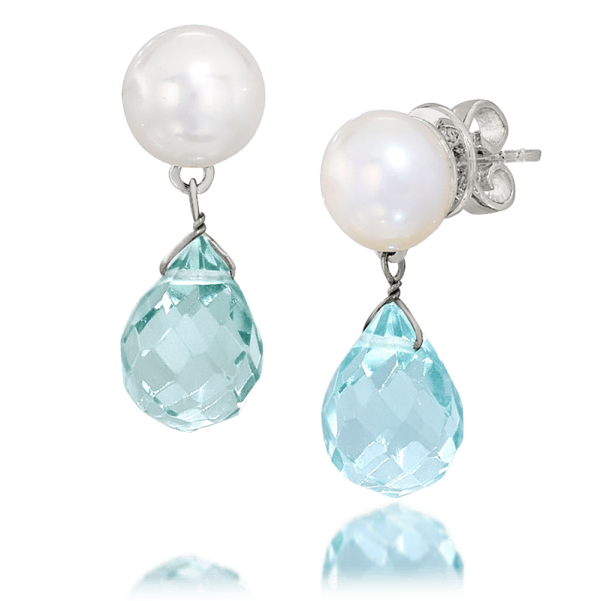 LR-621 Pearl and Blue Crystal Drops