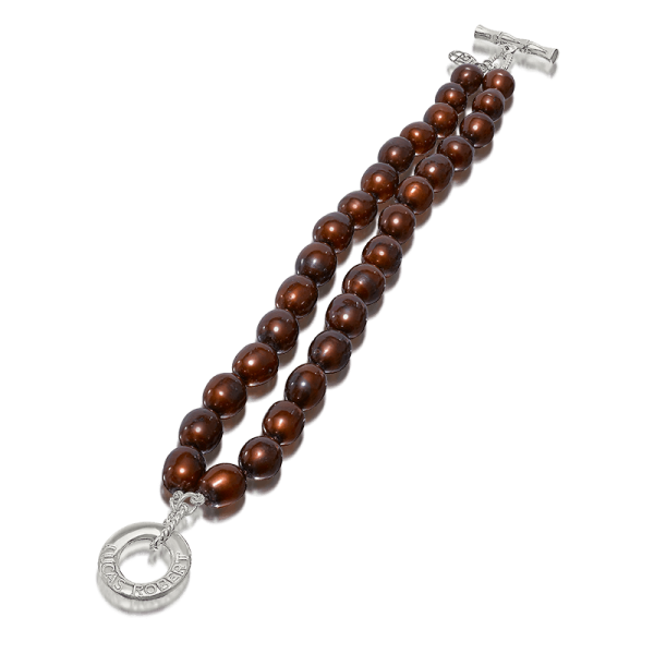 LR 697 Double Strand "Semi-sweet Chocolate" Pearl Bracelet