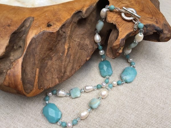 Amazonite and jade necklace